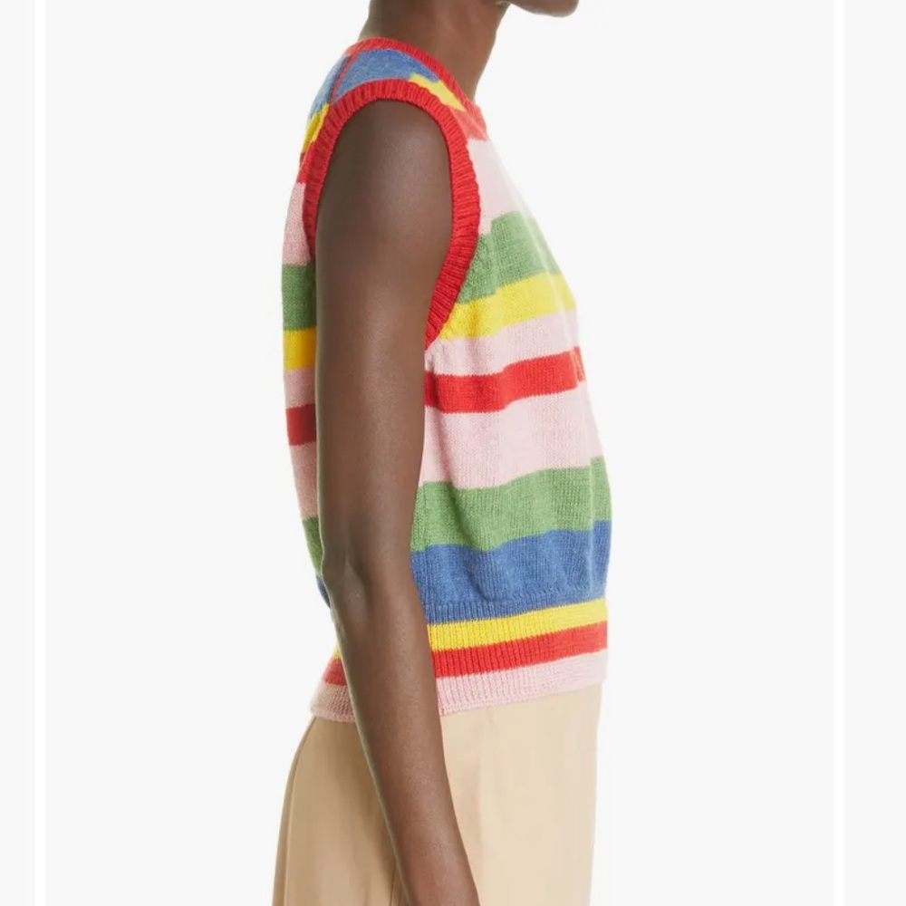 NWT Molly Goddard Blair Striped Wool Sweater Vest Size in Red Pink Blue Green XS - Picture 3 of 13